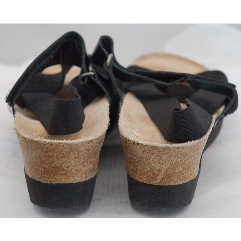 Papillio By Birkenstock Lana Black Leather Wedge Sandals Size 38 US 7 - Picture 7 of 10